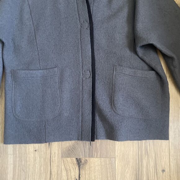 Babette Size Medium Boiled Wool Long Sweater Jacket Snap Closure Lagenlook - Picture 4 of 8